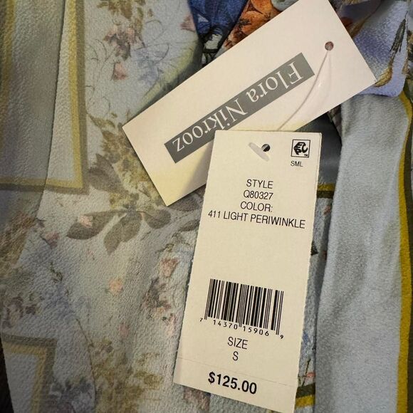 Flora Nikrooz Size Small Floral Satin Robe NWT Light Periwinkle Kimono Style - Picture 5 of 7